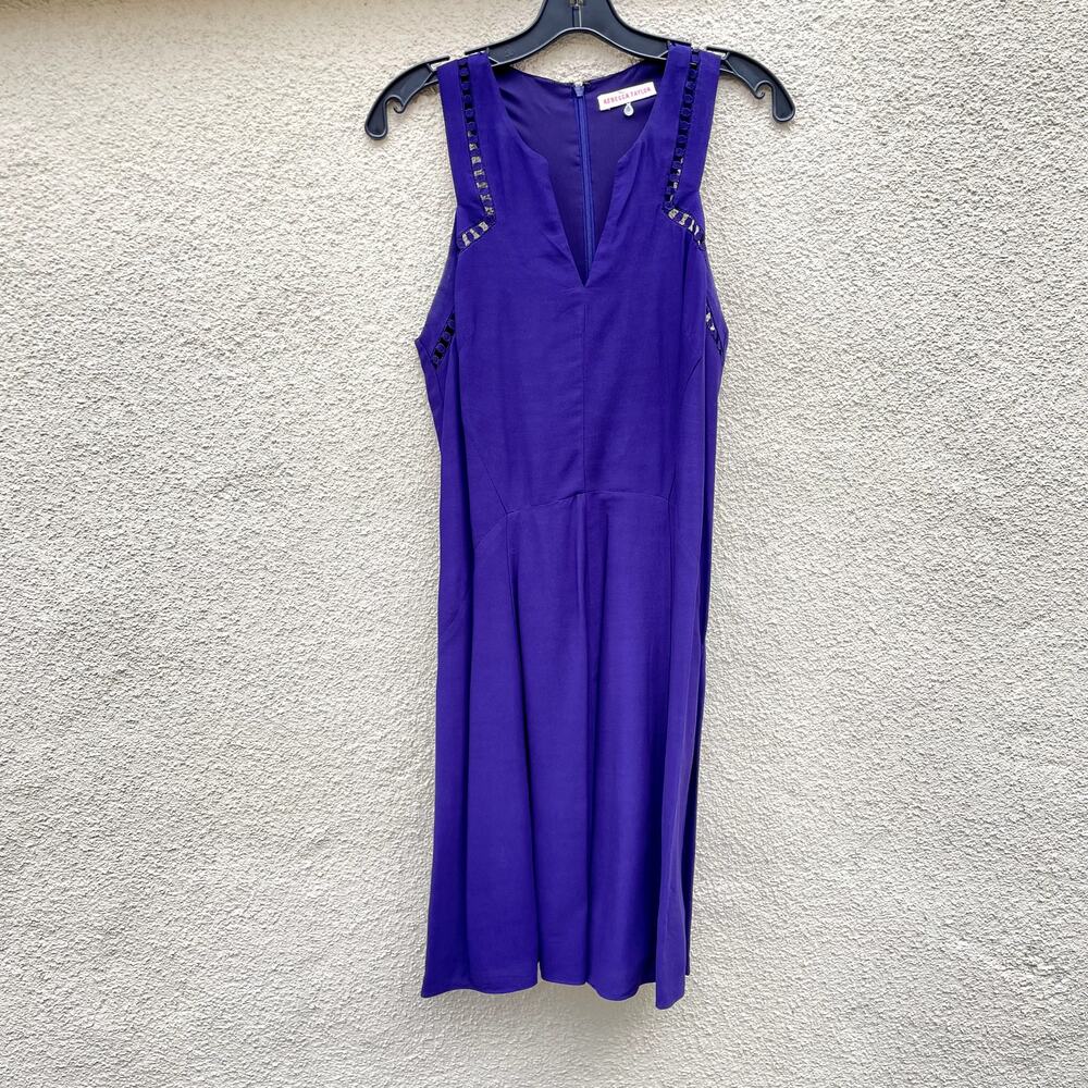Rebecca Taylor Purple Sleeveless Dress 6 Crochet